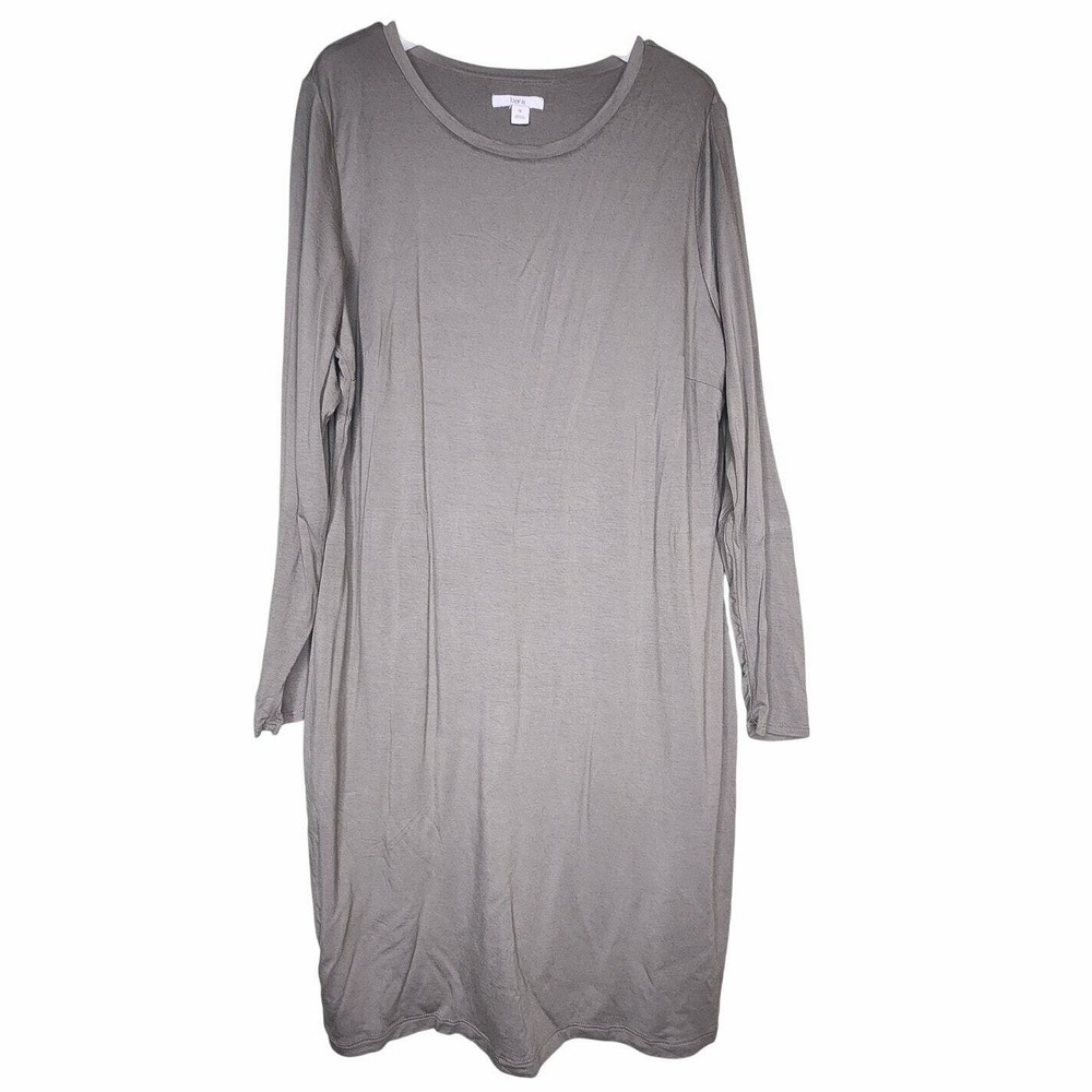 bar III Olive Green Dress Long Sleeve Knit‎ Stretch Round Neck Casual 1X